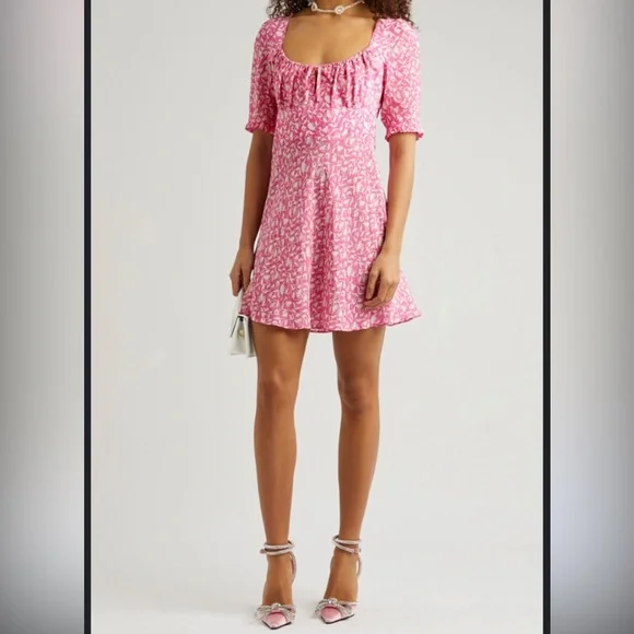 RIXO Lilita Tie-Detailed Ruched Silk-Crepe Mini Dress in pink Size M - Picture 7 of 10